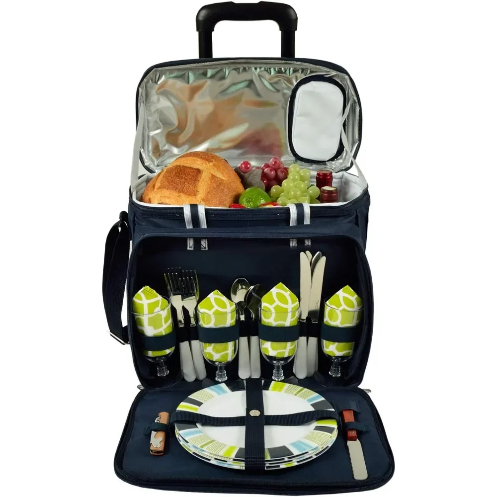 

Original Insulated Picnic Cooler on Wheels - Service for 4, Designed & Assembled in the USA