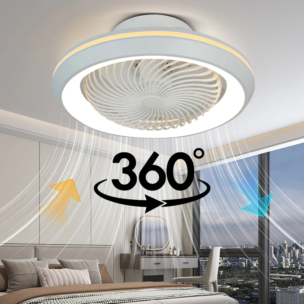 360 Reversible Enclosed Circular Fan Light with Remote Control, Bedroom Fan Light, Living Room Bedroom Dining Room Ceiling Light