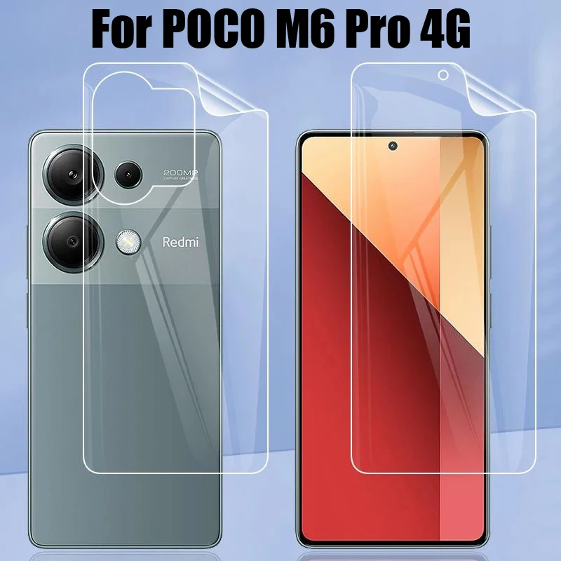 2PCS Matte Hydrogel Film for POCO M6 Pro 4G Screen Protector for Poco M6Pro 4G Front and Back Protective Film