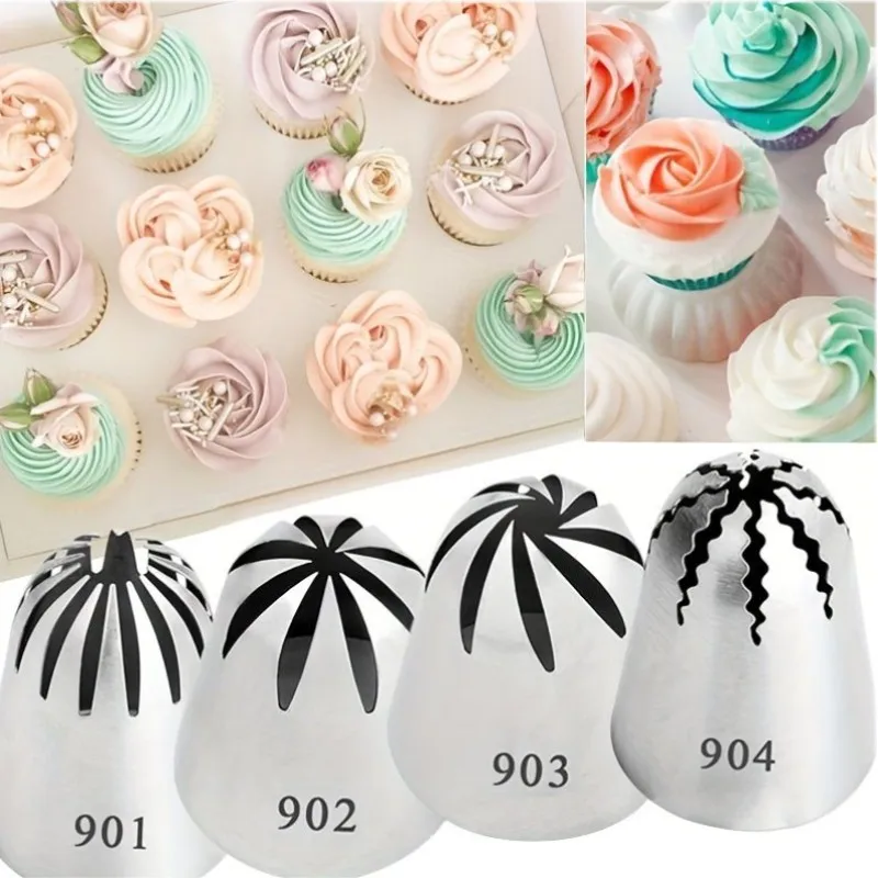 Russian Piping Nozzle 4 Styles Sphere Icing Confectioners Pastry Tips Sugarcraft Cupcake Decorator Kitchen Bakeware Tools