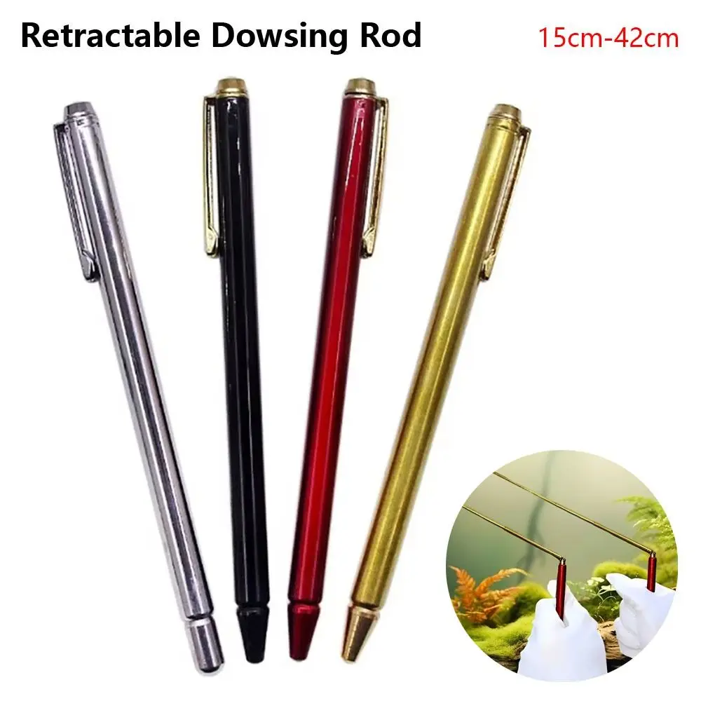 1Pcs Brass Alloy Dowsing Rods Retractable Pen Shape Divining Rods Metal Flexible Rotation Retractable Detector Rod
