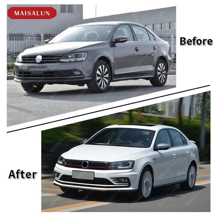 

Update to GLI style Body Kit for Volkswagen Sagitar 2015 with Front Bumper Side Skirts grill Front Lip factory direct sale