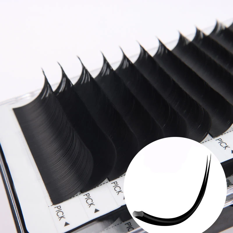 Premium Super Soft Ellipse matte flat eyelash extension split tip 0.20/0.15 handmade high quality black/brown eyelash extension