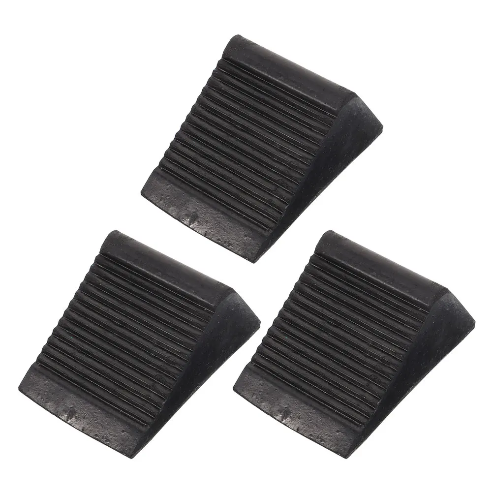 

3pcs Anti roll Wheel Chocks Portable Durable Rubber Vehicle Support Safety Tire Chocks Slope Stability Black