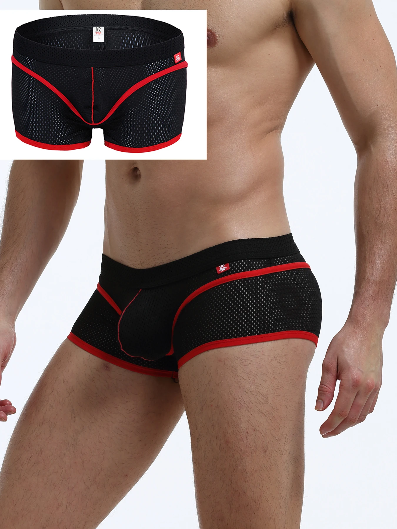 Men's Quick Dry Low-Rise Boxers Breathable Mesh Underwear Sexy Comfortable Active Fashion Shorts Summer Thin Flat Corner Pants
