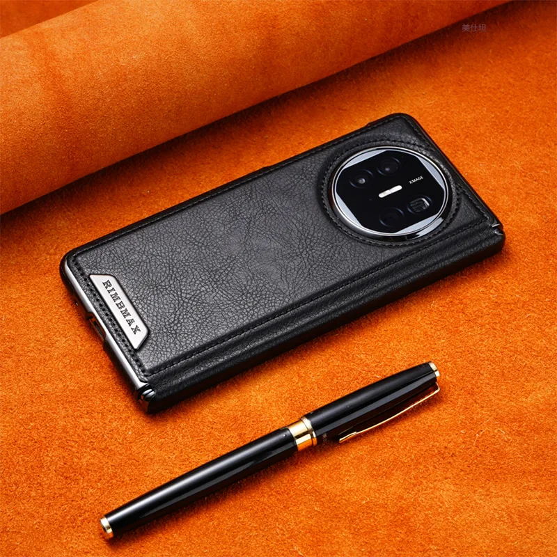 Vintage Electroplated Leather Phone Case for Huawei Mate X6 Mate X5 X3 Retro Shockproof Business Back Cover