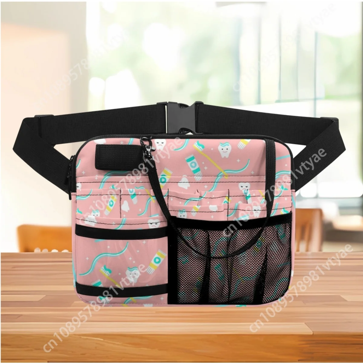 Multi Pocket Nursing Organizer Pouch Female Adjustable Waist Strap Teeth Dentist Medical Print Belt Bags Fanny Pack Sac Femme