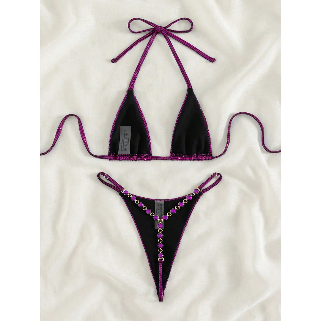 Sexy Diamond Extreme String Mini Micro Bikini Damen-Badebekleidung, zweiteiliger Bikini-Set, Badeanzug, Badebekleidung, Modell V5180 – Detail 21