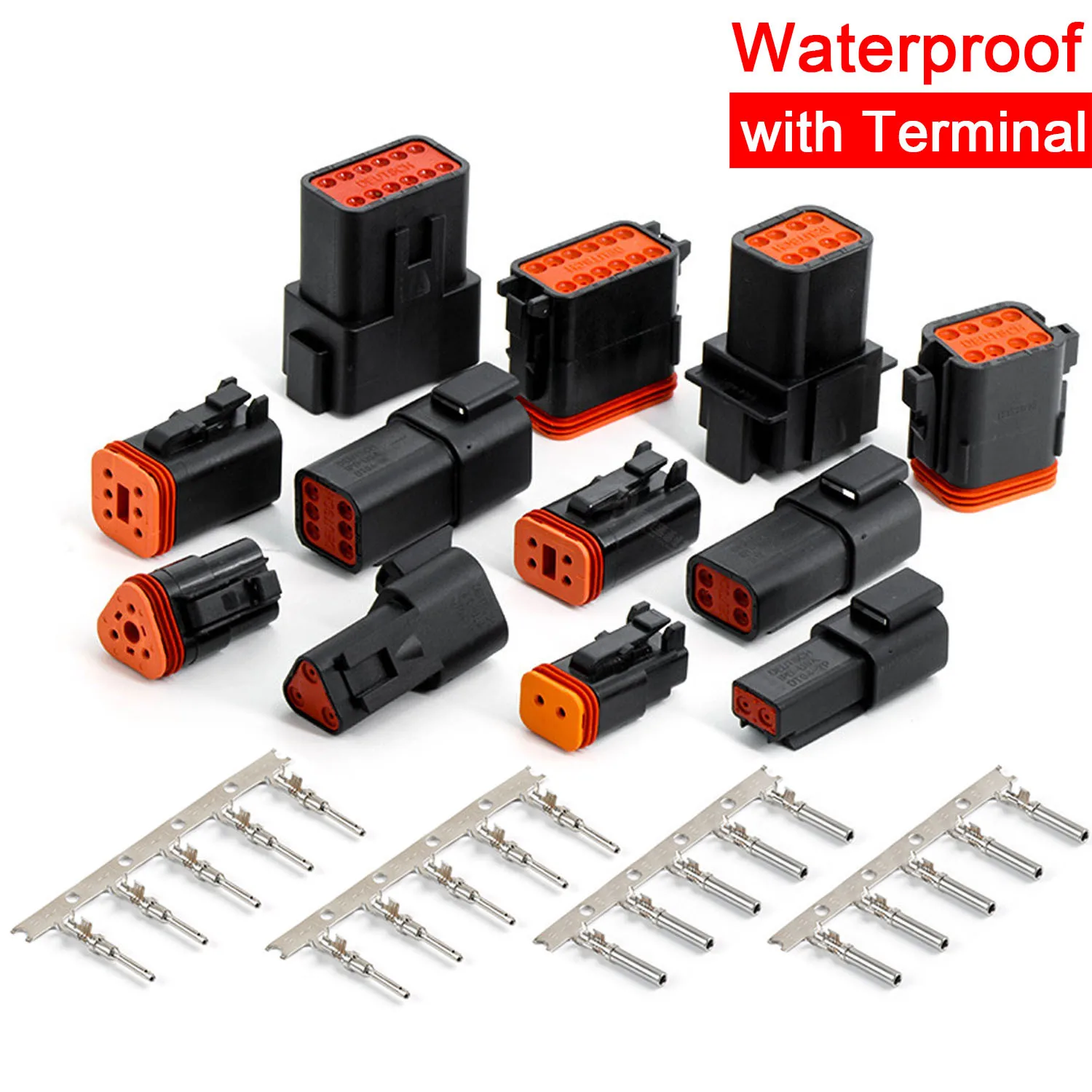 1 Set Black Male Female DT Serie 2/3/4/6/8/12 Way Waterproof Electrical Wire Connector for Car Motor Truck With Pins 22-16AWG