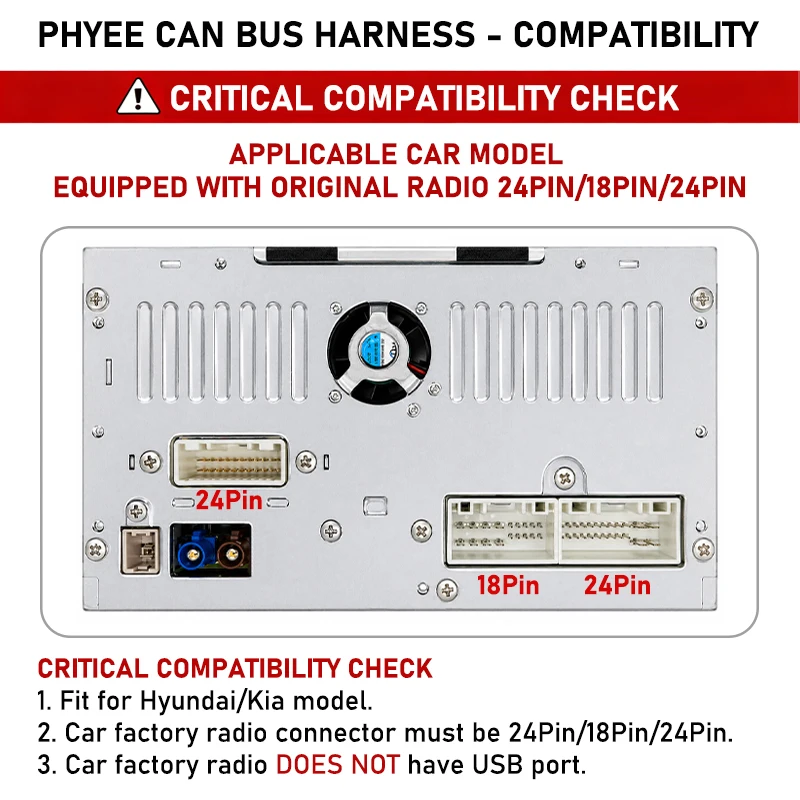 Wiring Harness CAN Bus Decoder, SWC Retention P&P 16Pin Android Adapter, for Hyundai Tucson Elantra Santa Fe, Kia Ceed Sportage