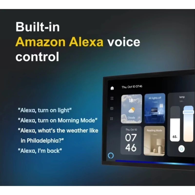 8 Inch Home Smart Touch Control Panel with ZigBee Gateway, IR Blaster, 2Pcs Wall Switches, Built‑in Smart Curtain Voice Control
