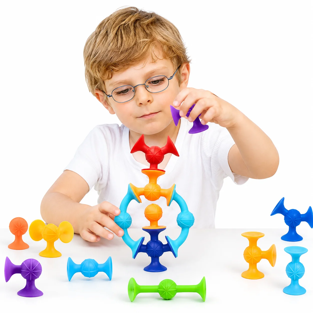 19 Pcs Suckers Assembled Toys Funny Silicone Block Model Construction Toys Sucker Suction Cup Educational Building Block Toy