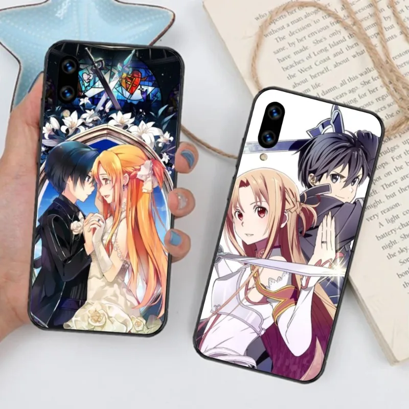 SAO Kirito Asuna Smart Phone Case for Huawei Mate 40 30 20 10 Pro Lite Nova 9 8 5T Y7p Y7 Black Soft Phone Cover Funda