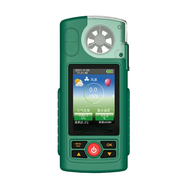Handheld weather station, wind speed, illuminance meter, temperature and humidity portable