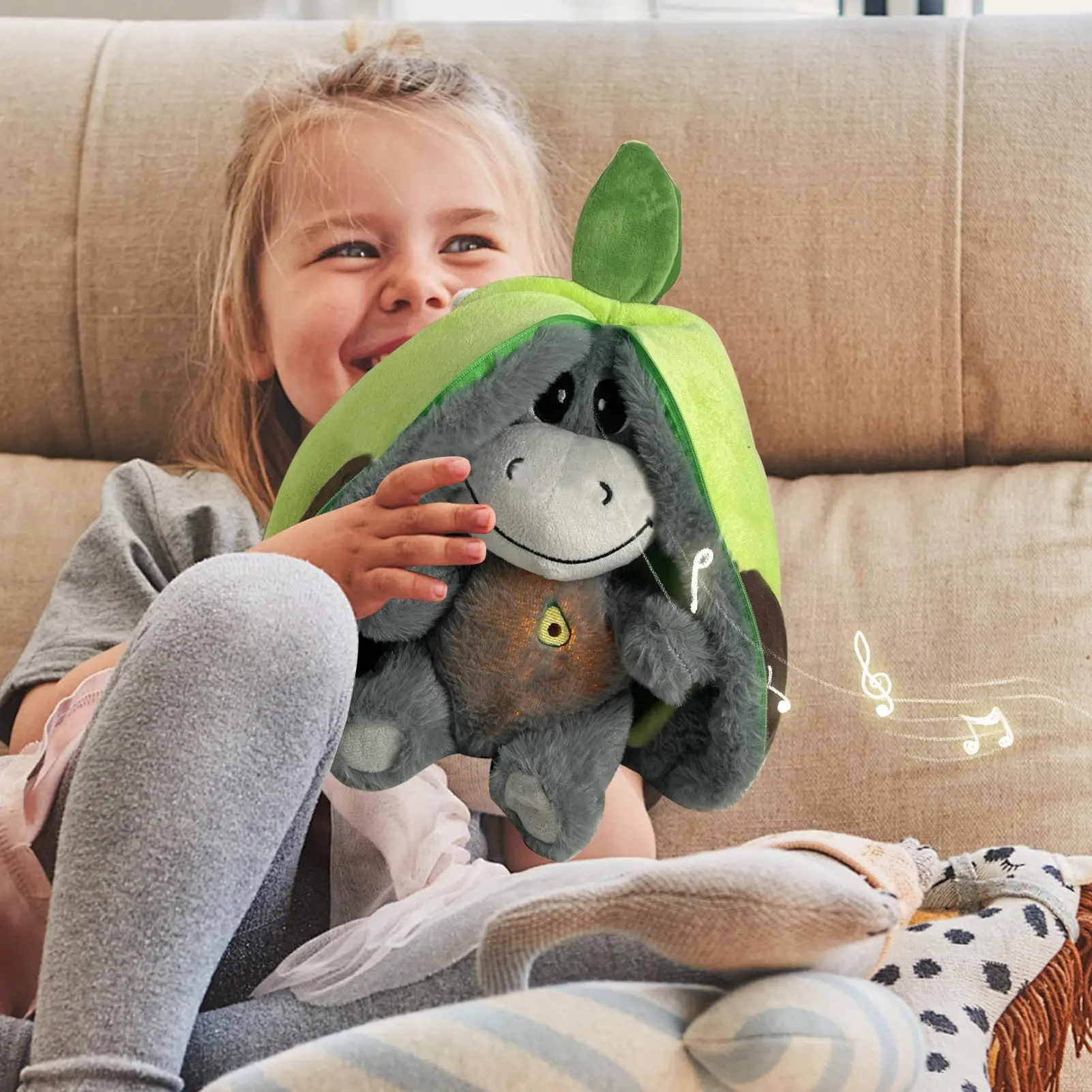 Soft Stuffed Fruits Doll With Realistic Breathing And Light Stress Relaxation Donkeys Doll For Baby Soothing And Relaxation