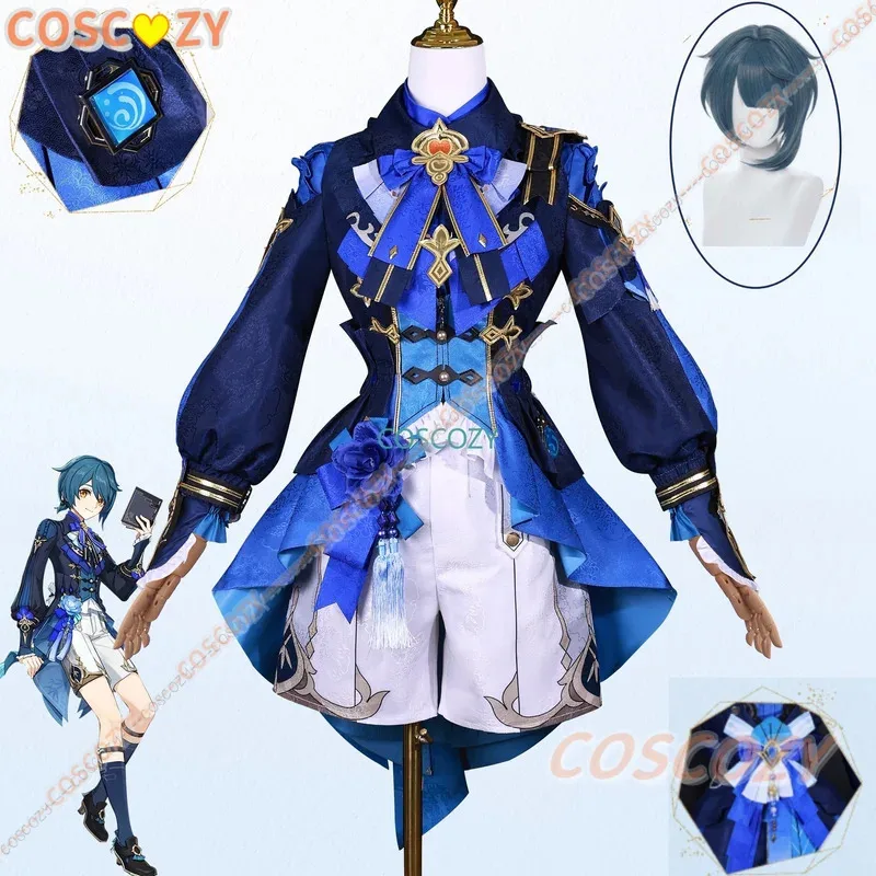 

Xingqiu Cosplay Costume Wig Bamboo Rain Uniform New Skin Props Liyue Lantern Rite Halloween Party Genshinimpact New Cosplay