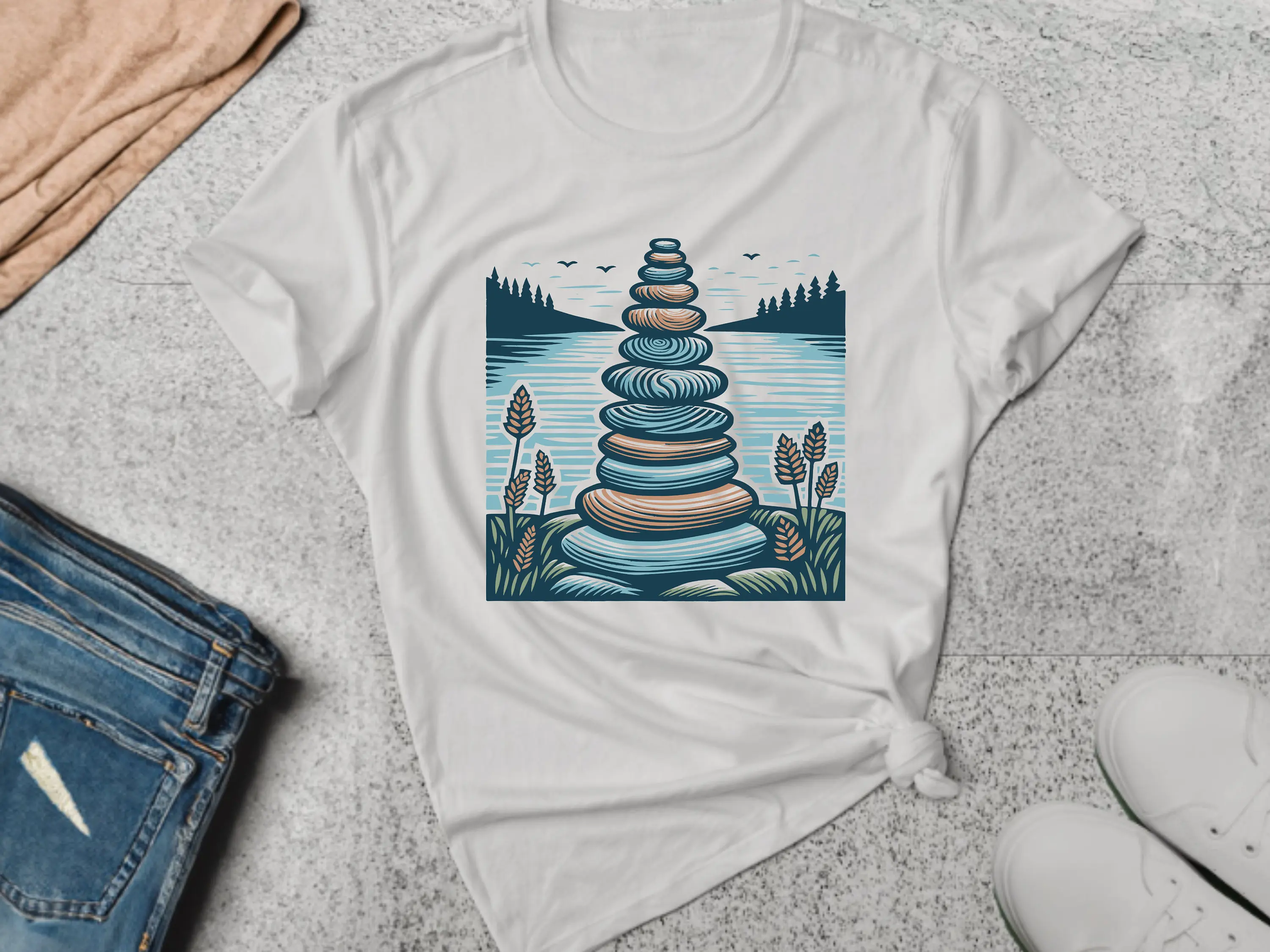 Mindfulness T Shirt Zen Meditation Yoga Serenity Tranquil