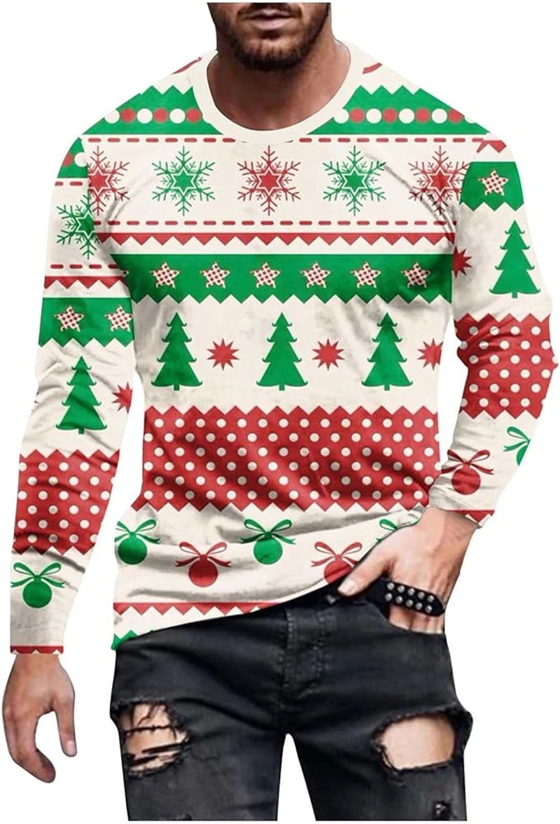 3d Print Christmas Pattern Tshirts Autumn Casual Men's Long Sleeve T Shirt Clothes Mens Large Size Tee Shirt Tops Dropshipping