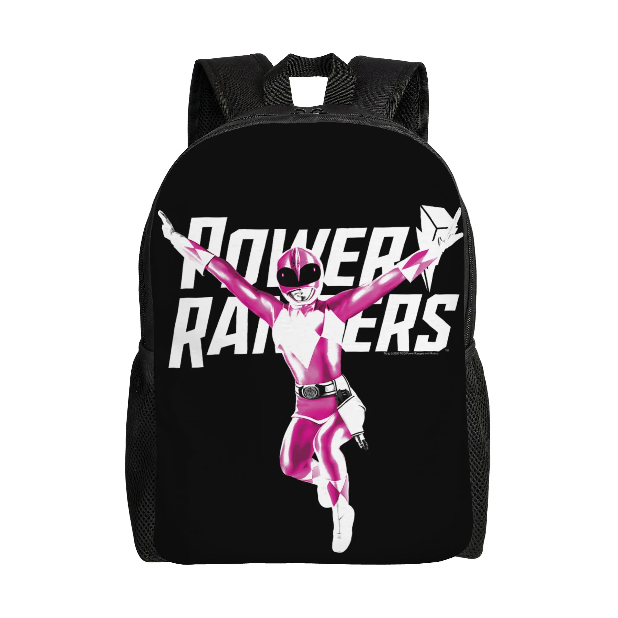 Bandai backpacks Power Rangers Pink Ranger Karate Action Pose Logo Daypack  mochila Work Office Retro Washable Rucksack