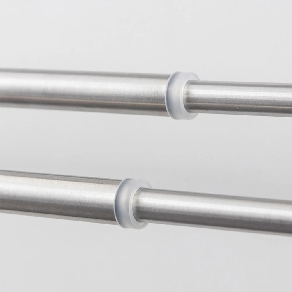 

Retractable Double Towel Bar Stainless Steel For Bathroom Kitchen Over Cabinet Door Storage Rack Smooth Durable No Drill