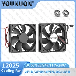 Çift top 120x120x25mm soğutma fanı DC 5V 12V 24V 48V 12cm 120mm soğutucu Fan 12025 bilgisayar kasası Fan Btc sunucu PC soğutma fanı