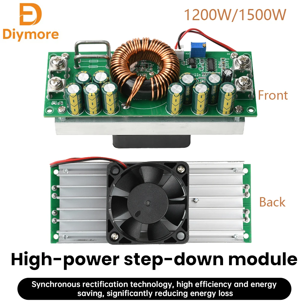 1200W/1500W DC15V-90V to DC2.5V-72V 30A/50A Synchronous Rectification High-Power Constant Voltage Power Supply Step-Down Module
