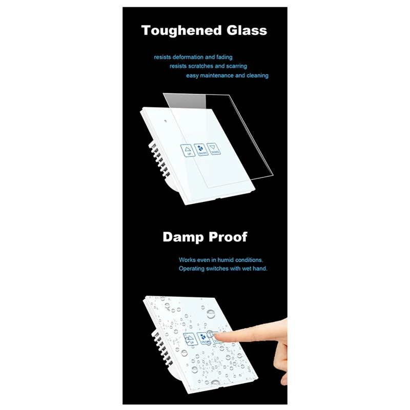 Hot-Fan Speed Control Touch Switch Wifi Smart Deluxe Crystal Panel Switch Tuay App Remote Control 90V 250V EU UK Switch