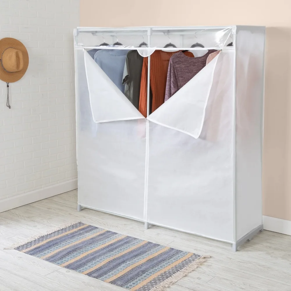 

Steel and Non-Woven 64" W Portable Closet with Cover, White