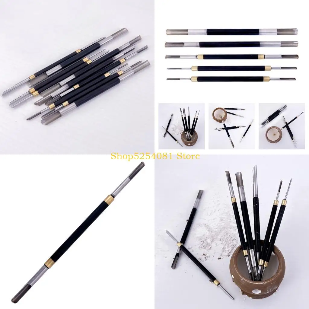 

AXYC 5 шт. деревянная ручка глиняный дырокол двухсторонний инструмент для керамики из нержавеющей стали для пробивания отверстий