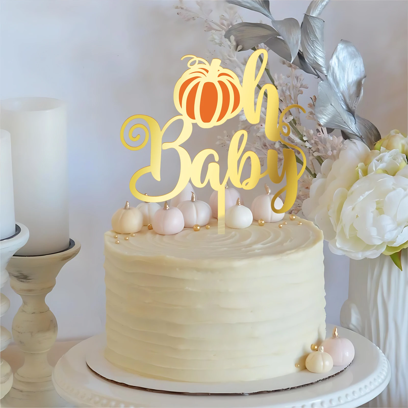 Zestaw dekoracji Baby Shower o tematyce jesiennej Święto Dziękczynienia z motywem dyni Oh Baby Cake Cupcake Banners z indyka i liśćmi klonu