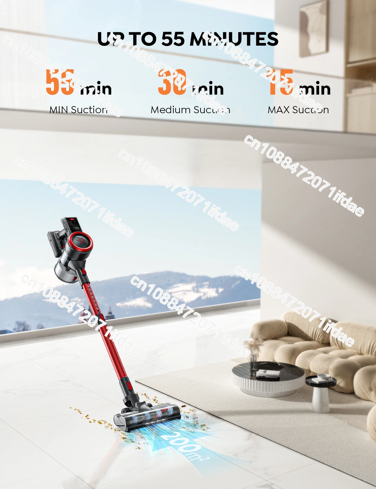 BuTure JR700 1.2L 1.2L Touch Screen Wireless Up to 55Mins Handheld Vacuum Cleaner 33Kpa Rechargeable Cordless Vacuum Cleaner