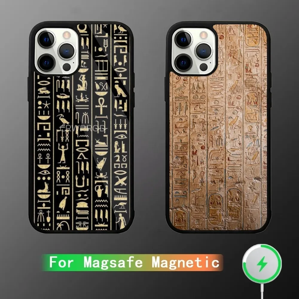 Ancient Egyptian Hieroglyphic  Phone Case For iPhone 15,14,13,12,11,Plus,Pro,Max Mini Magsafe Magnetic Wireless Charging