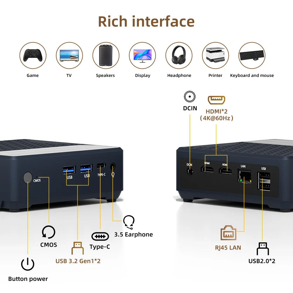 Mini PC Gaming Desktop  5 3500U Radeon  8 DDR4 16GB NVMe SSD 4K Display WiFi5 Business Office Server Computer