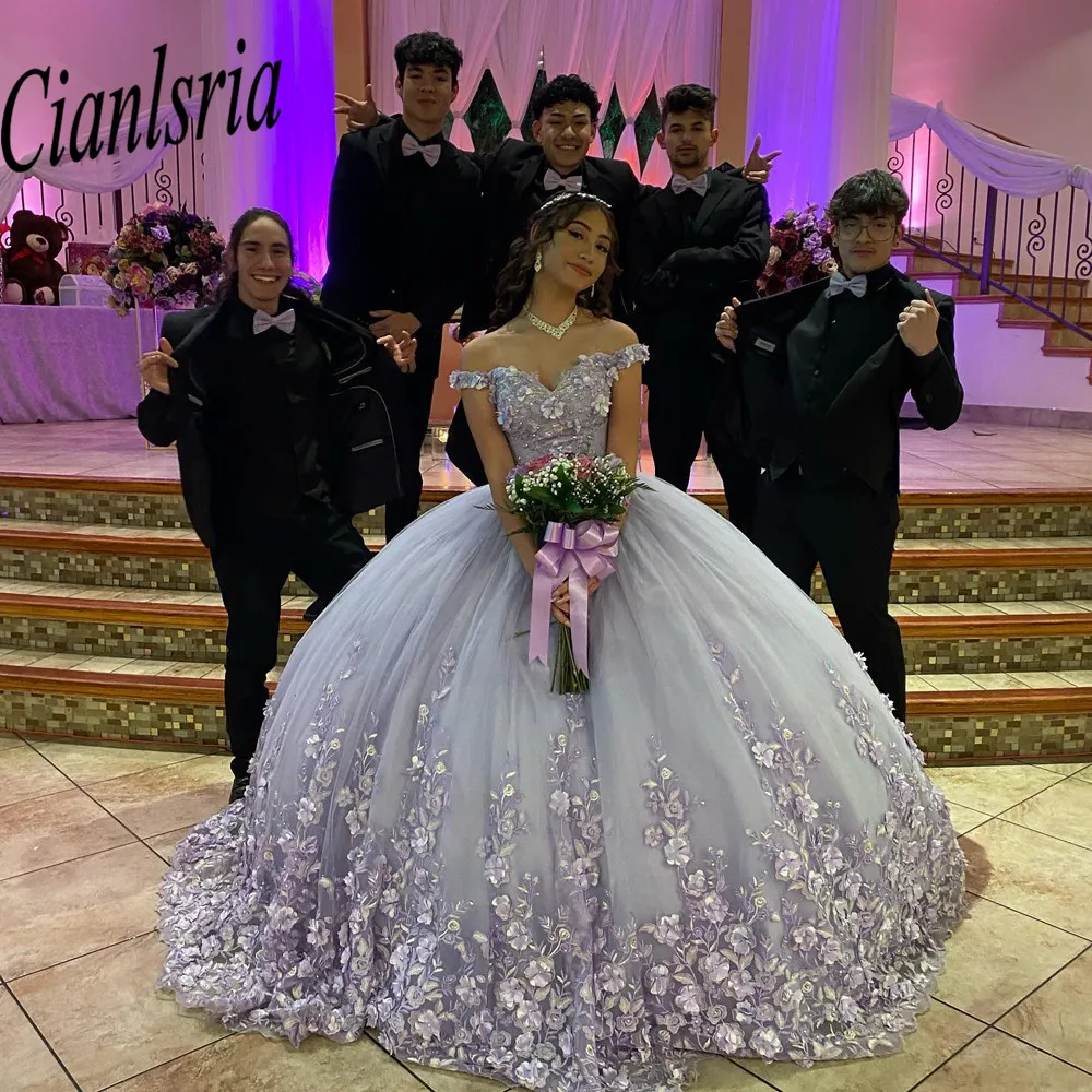 Лавандовое милое платье 16 Quinceanera 2022 женское вечернее платье принцессы с блестками и цветами 15 лет