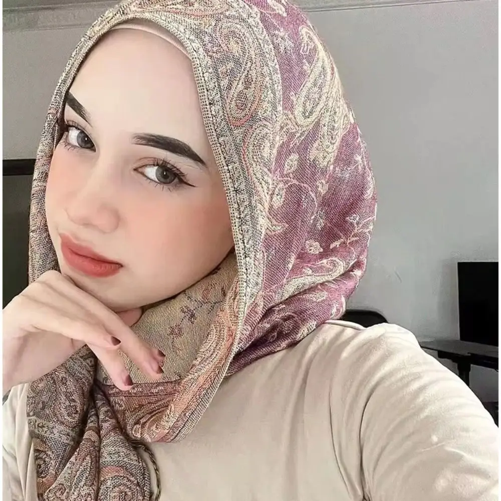 

Luxury Printed Ethnic Style Scarf Jacquard Long Cashew Headscarf Tassel Thin Hijab Scarf Female