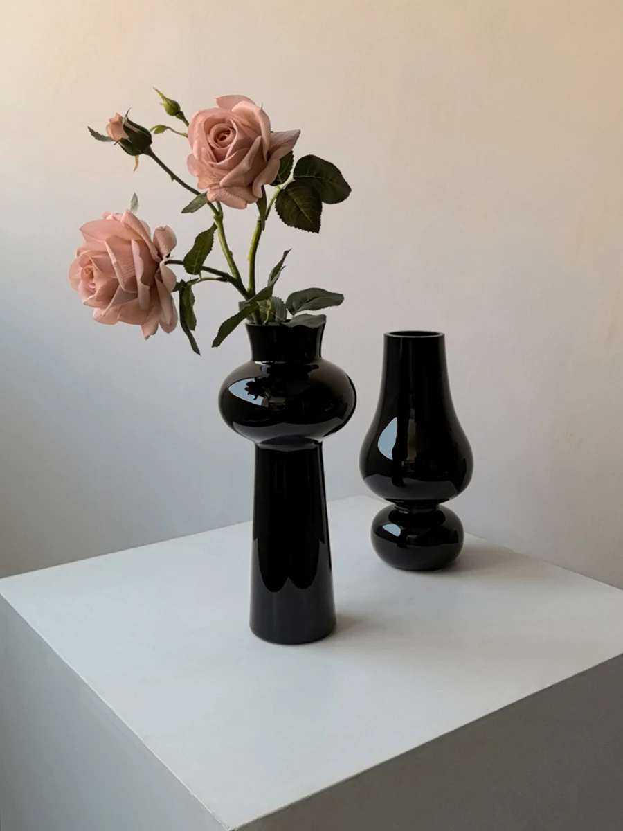 Vintage Black Glass Vase - Ret - Outdoor Furniture Vintage 评论和价格