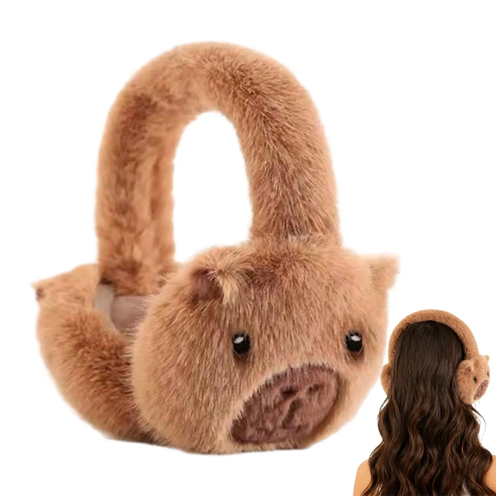 

Уютные грелки для ушей, плюшевые наушники с изображением капибары, складные женские наушники для занятий спортом на открытом воздухе, катания на лыжах, зима, холодная погода