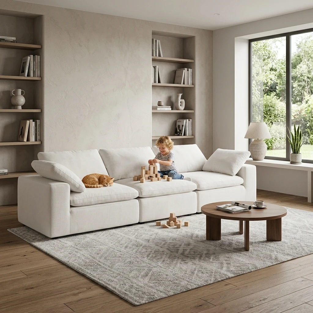 Wholesale CE Modular Sectional Compressed Cloud Sofa Fabric Sponge Eco-Friendly Cozy Design Easy Unpack Living Room Apartment