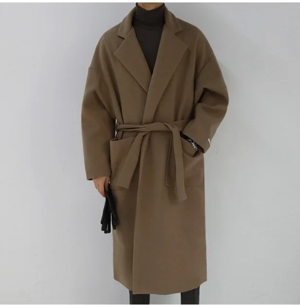 2024 winter lovers woolen coat in the long Korean version of loose woolen coat thick warm men's coat size 2XL