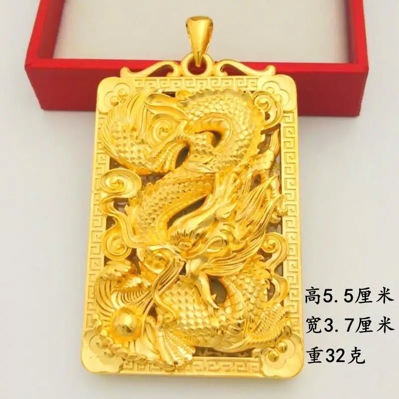 

Simulation 100% Pure Real Pendant Domineering Men's Solid Dragon Korean High-End High-Grade Gold Brand