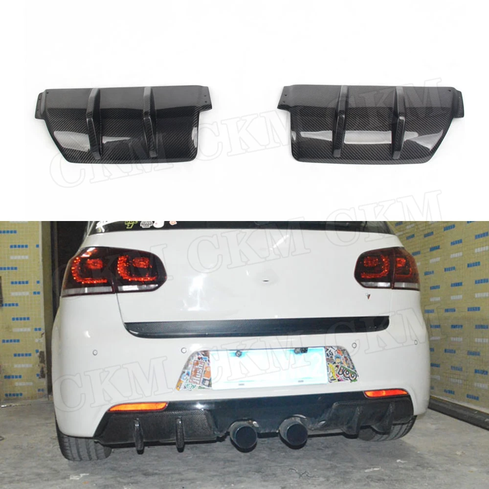 

2 PCS Carbon Fiber Rear Lip Diffuser For Volkswagen VW Golf 6 VI MK6 R20 2010-2013 Back Bumper Cover Trims Guard Car Styling