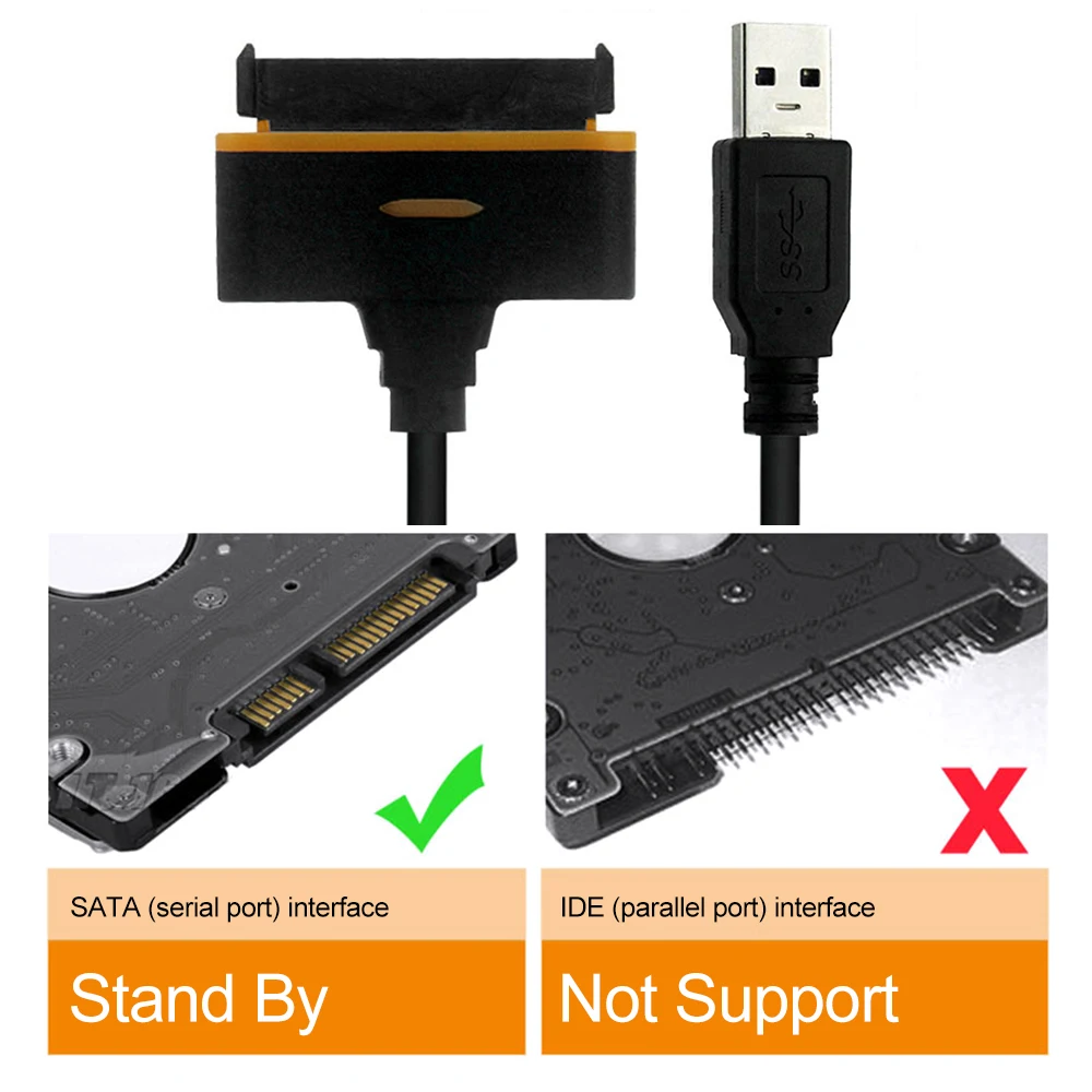 USB 3.0 SATA 3 Cable Sata to USB Adapter Up to 6 Gbps Support 2.5 Inches External SSD HDD Hard Drive 22 Pin Sata III Cable