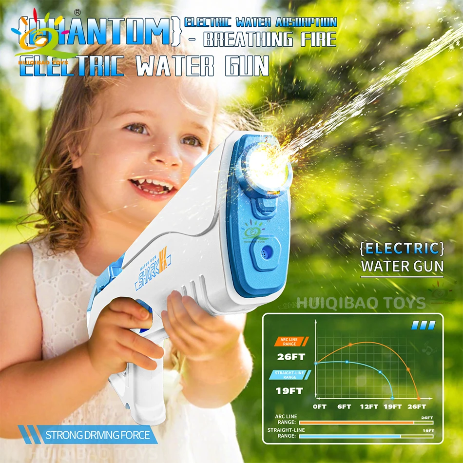 HUIQIBAO 2025 Pistola ad acqua elettrica a impulsi completamente automatica Pistola ad acqua da spiaggia all'aperto Giocattolo da battaglia d'acqua Gioco estivo Giocattoli per regalo per adulti