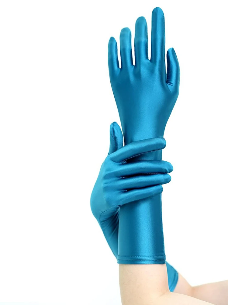 

Эластичные блестящие гладкие спандекс, потому что 2D солнцезащитный этикет для верховой езды, разноцветные перчатки средней длины