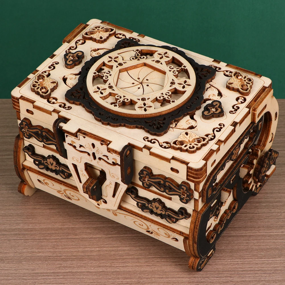 Boîte de rangement vintage en bois sculpté pour femme, puzzle 3D, boîte à bijoux classique, exquis, cadeau d'anniversaire, cadeau de Noël