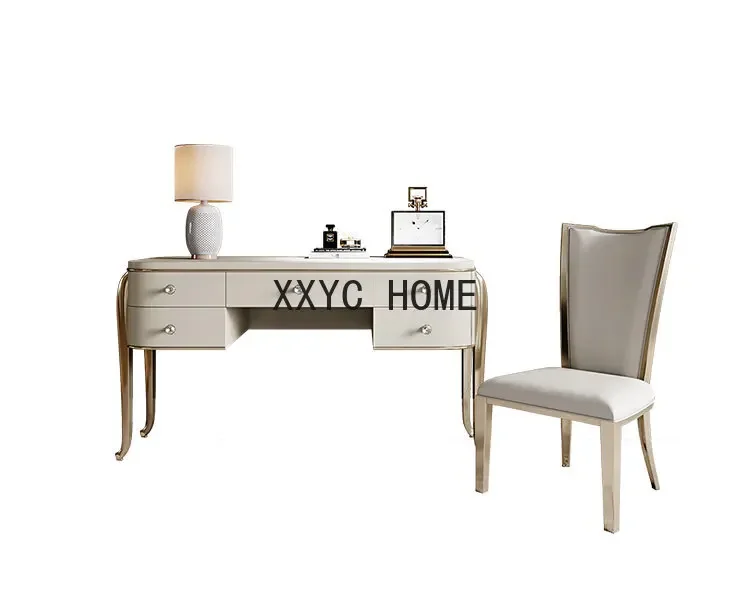 

Французский вход, роскошный стол из цельного дерева, американский элитный туалетный столик для спальни цвета шампанского, золото, комбинация компьютерного стола и стула