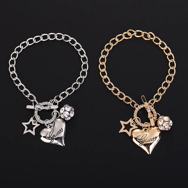 Heart Charm Hallowout Star Fire Ball Pendant Bracelet For Women Cute Charm Lock Closure Ins Women Bracelet Patry Jewelry Gifts