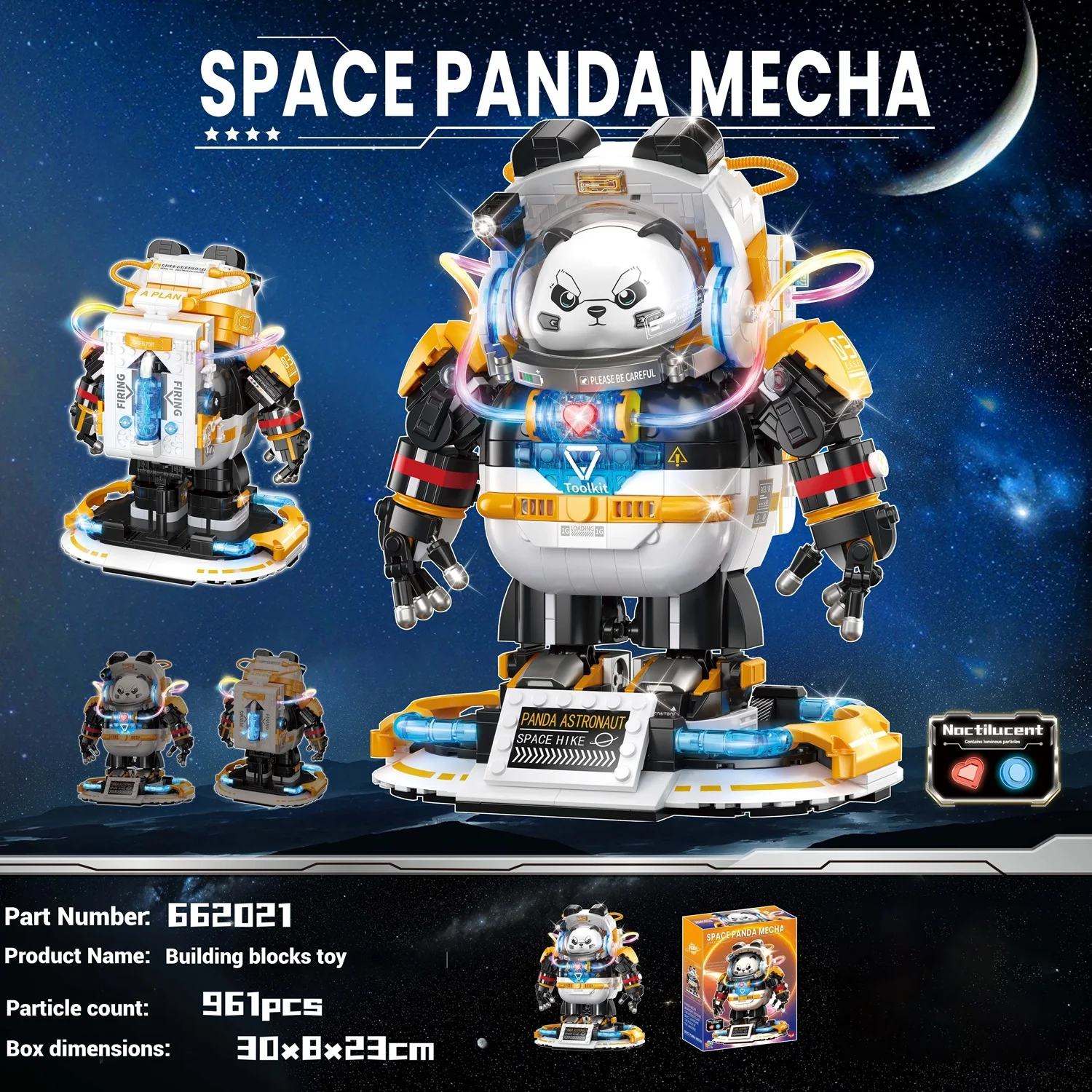 

662021 Набор строительных блоков Space Panda Mecha, механическая модель панды своими руками, креативная игрушка для детей, украшение для стола и домашнего декора