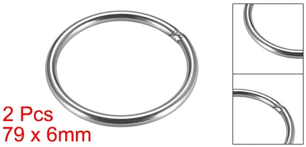 2pcs Stainless Steel O Ring 30/40/50/60/79/80/90/100mm Inner Diameter 3-8mm Thickness Strapping Welded Round Rings