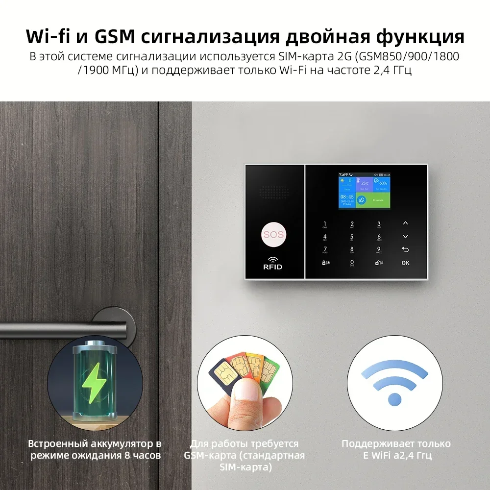 WiFi GSM Tuya Wireless Home Office Security Alarm Burglar System APP Control Compatible With Google Alexa Anti-Theft Auto Dialer